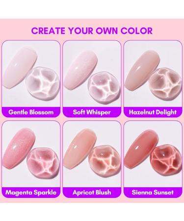 Buy Makartt Gel Nail Polish Set - 6PCS Natural Nude Jelly Pink & Glitter - UV LED Soak Off for DIY Nail Art & Home Salon - Buy Online on GoSupps.com