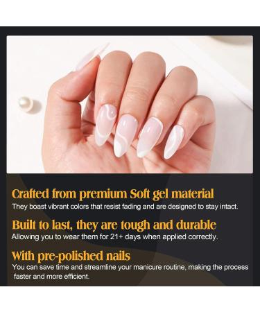 UNA GELLA Almond Gel Nail Tips - 504 pcs Long Lasting Medium Soft Gel Full Cover False Nails - Clear Acrylic Gelly Tips for Extensions - Press On Nails with Elegant Box - 12 Sizes - Buy Online on GoSupps.com