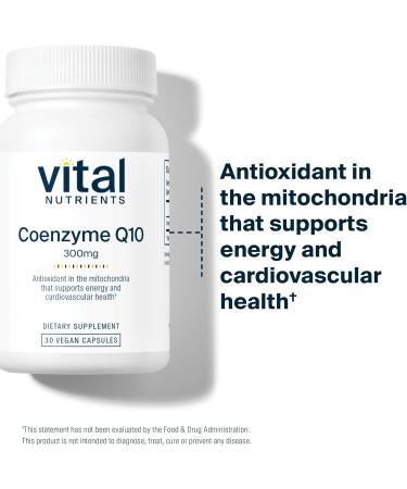 Vital Nutrients CoQ10 300mg | Vegan Supplement | Potent Antioxidant of CoEnzyme Q10 to Support Heart Health and Energy Levels* | Gluten Dairy and Soy Free | Non-GMO | 30 Capsules - Buy Online on GoSupps.com