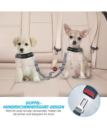 Slowton 2-in-1 Dog Car Seat Belt - Durable Adjustable Reflective Tangle-Free for Small Dogs - Gray - Buy Online on GoSupps.com