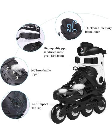 Adult Inline Skates ABEC-7 Carbon Steel Bearings 4*80mm 85A PU Wheels | Black Men8.5/Women9 - Buy Online on GoSupps.com