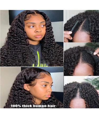 Ainmeys 26 Inch Brazilian Kinky Curly V Part Human Hair Wig for Black Women - 150% Density | V Shape No Leave Out Lace Front U Part Wig - Buy Online on GoSupps.com
