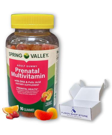 Prenatal Gummies- for Woman Multivitamin Supplement DHA and Folic Acid 90ct (Pack of 1) Boxed by Fusion Shop Store