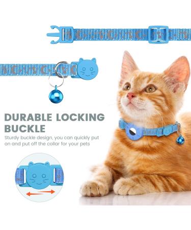 Reflective Airtag Cat Neck Band | Integrated Cat Necklace with Holder & Bell for Kittens & Puppies (Blue) - Buy Online on GoSupps.com