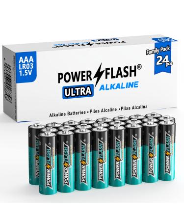 POWER FLASH 24 Count AAA Batteries, Triple A Battery with Long-Lasting Power, Leakproof Design, 10 Years Shelf Life, Alkaline AA Battery for Household and Office Devices AAA Batteries 24 Pack