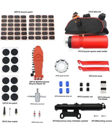 Bike Repair Kit 111Pcs | Portable Tube Patch Kit with Pump | Glueless Puncture Repair for Road & Mountain Bikes - Buy Online on GoSupps.com