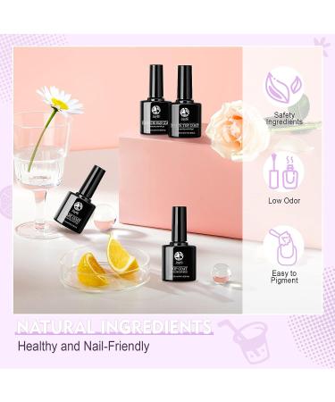 Joytii 24Pcs Gel Nail Polish Set with Glossy/Matte Top Coat, Base Coat - UV/LED Soak Off Gel Polish Kit for Manicure and Pedicure - Berries and Nuts - Buy Online on GoSupps.com