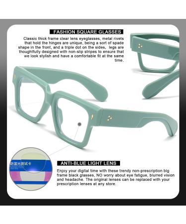 Buy Fashion Square Glasses for Men & Women - Thick Frame Black Blue Light Blocking Eyeglasses (Green) - Shop Internationally - Buy Online on GoSupps.com