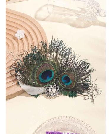 IYOU Peacock Feather Flapper Headpiece Green 1920s Gatsby Hair Clips Feastival Festival Wedding Hair Accessories for Women - Buy Online on GoSupps.com