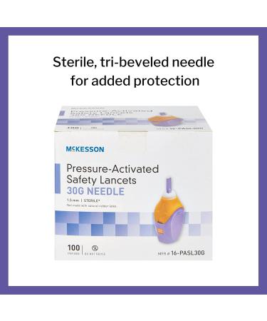 McKesson Safety Lancets 30G Sterile Pressure-Activated Needle 1.5mm 100 Count - Pack of 1 - Buy Online on GoSupps.com