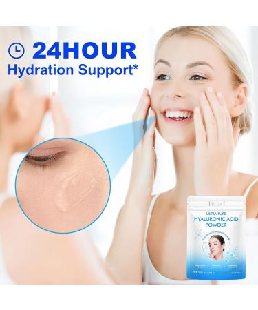 Pure Hyaluronic Acid Powder for Skin & Face Dual Molecular Weight Organic Hyaluronic Acid Powder DIY Serum for Deep Hydration Anti-Aging Improves Skin Texture & Firmness | Vegan-friendly 100g - Buy Online on GoSupps.com