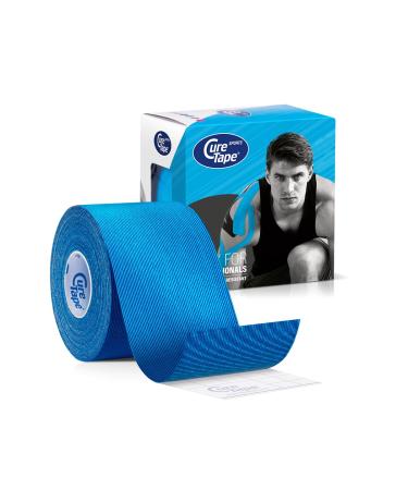 Curtape Sports Kinesiology Tape |25% more adhesive power |Waterproof & latex -free kinesiotapes |Sports tape for injuries & complaints |T V certified |5cm x 5m |Blue