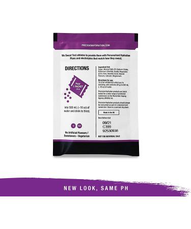 Precision Hydration Electrolyte Drink Mix - All Natural, Gluten Free Hyotonic Powders - Combats Cramp - Purple Packet (1 Box, 8 Packets) - Buy Online on GoSupps.com