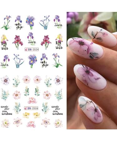 White Flower Nail Art Stickers - Spring/Summer Water Transfer Decals for Acrylic Nails - 12 Sheets - Buy Online on GoSupps.com
