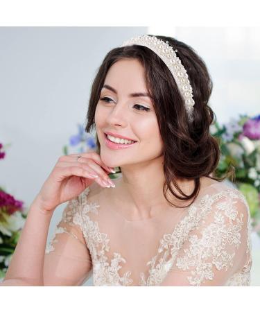 Lusofie Pearl Headband for Women - Bridal Hair Accessory with Rhinestones and Faux Pearls - Buy Online on GoSupps.com