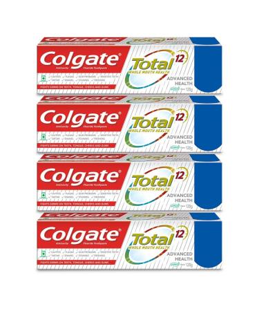 Colgate Total Advanced Health Anticavity Toothpaste for Whole Mouth Covering Teeth Tongue Cheeks and Gums - 120 g (Pack of 4) (4.2 Ounce)