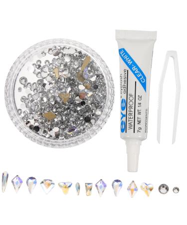 Didiseaon 4 Sets Gems for Crafts Hair Rhinestone Adhesive Face Gems Gem Stickers for Crafts Dotting Pen Applicator Gems for Face Nail Gems Decor Sticky Gems Plastic Rhinestones Glass Nails