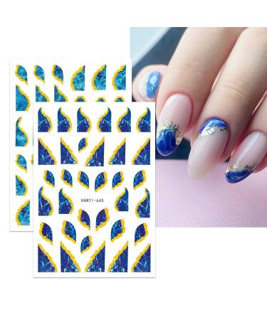 JMEOWIO Marble French Tip Nail Art Stickers - 10 Sheets | Self-Adhesive Decals for Colorful Marble Line Nail Designs - Buy Online on GoSupps.com