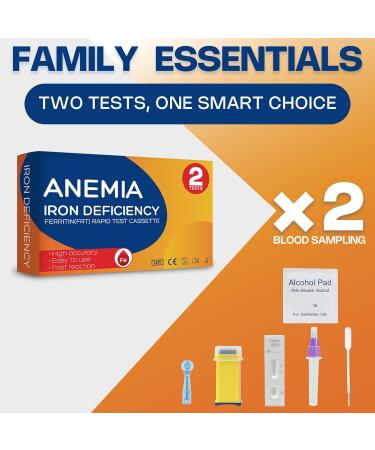 Iron Deficiency Test Kit at-Home Iron Test kit for Anemia. 2-Pack for Quick Response and Accurate Results. Suitable for Both Men and Women. 2 Count (Pack of 1) - Buy Online on GoSupps.com