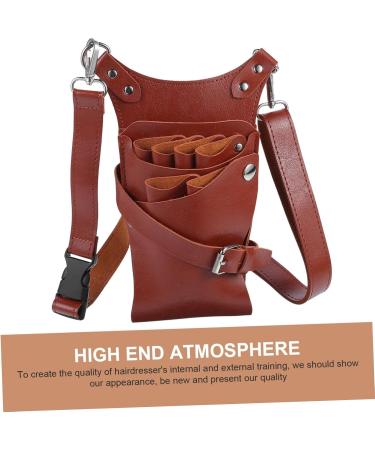 Lurrose Hairdresser Bunkbob Hairdressing Scissors Belt - Stylish PU Tool Case Bag for Shears & Onion Cutters - 25x11cm Brown - Buy Online on GoSupps.com