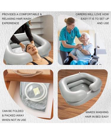 Inflatable Shampoo Basin for Bedridden Elderly - Portable Hair Wash Bowl in Light Grey - Buy Online on GoSupps.com