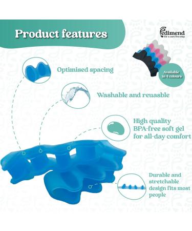 Pedimend Gel Toe Separator - Bunion Corrector & Straightener (Blue) - Buy Online on GoSupps.com