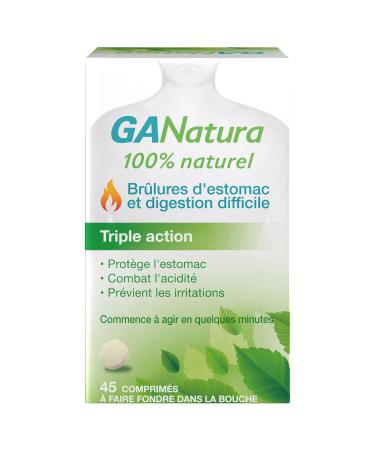 GANatura - 100% Natural - Heartburn and difficult digestion - 45 Tablets