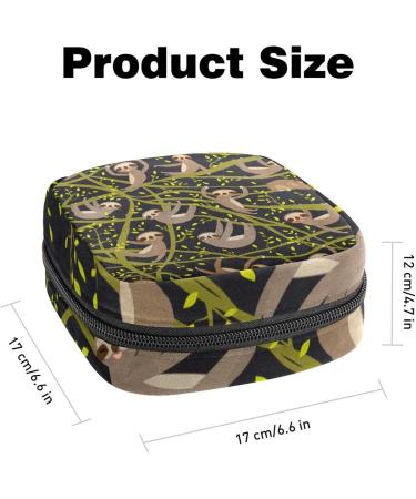 Portable Sloth Print Period Kit Bag - Feminine Product Pouch for Girls with Zipper Closure - Ideal for Pads and Tampons - Multicoloured Design - Buy Online on GoSupps.com