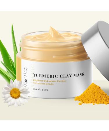 Turmeric Clay Mask - Organic Anti-Aging Face Mask | Brightens Dark Spots & Clears Pores | Acne Remedy & Sensitive Skin Gift - Buy Online on GoSupps.com