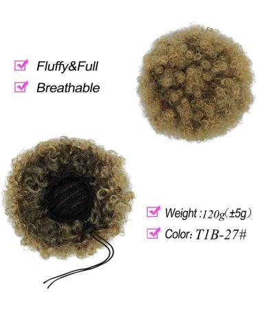 X-Large Afro Puff Kinky Curly Drawstring Ponytail Bun Extension | T1B-27# (120g) - Buy Online on GoSupps.com