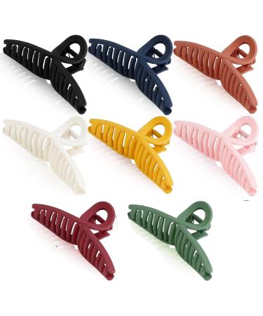 Hair Claw Clips for Women: Fascigirl 8 Color Large Butterfly Clips Big Hair Clips for Thin Hair 4.3 Inch Strong Hold Hair Clamps Matte Jaw Clips Nonslip Banana Claw Hair Clip for Girls Hair Styling Accessories Yellow Ora...
