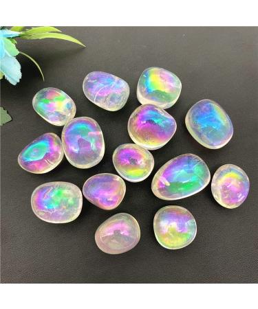 100g Natural Gemstone Electroplated Aura White Crystal Tumbled Stone Reiki Crystal Raw Material Rock Aquarium Specimen Chakra Reiki Balancing