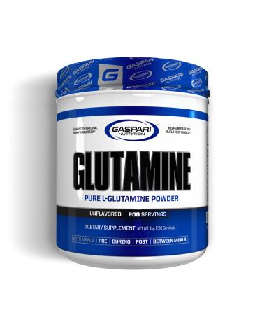 Gaspari Nutrition Glutamine Pure L-Glutamine Powder Perfect Pre Workout Post Workout and Recovery Micronized Glutamine Powder (200 Servings Unflavored)