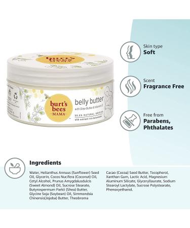 Burt's Bees Mama Belly Butter - Pregnancy Lotion & Stretch Mark Cream with Shea Butter and Vitamin E - 99% Natural - 6.5 Ounce (Pack of 1) - Buy Online on GoSupps.com
