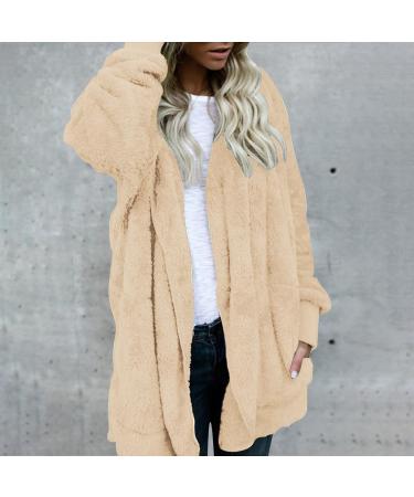 Shop Hanxiulin Plush Fleece Jacket for Women - Cuddly Winter Coat Down Jacket XXL Beige - International Shipping Available - Buy Online on GoSupps.com