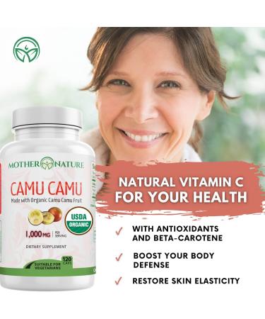 Organic Camu Camu Vitamin C Capsules 1000mg - Immune Support & Anti-Aging Supplement - Vegan Non-GMO - 120 Count - Buy Online on GoSupps.com