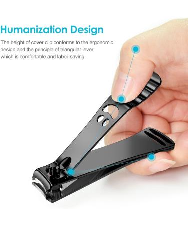 longzon Nail Clippers 2 Pack Nail Clipper Set Stainless Steel Nail Cutter Fingernails Toenails Thick Nails Kit for Men&Women - Black - Buy Online on GoSupps.com