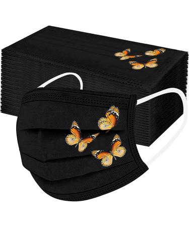 Butterfly Face Shield 50pcs Disposable Mouth Cover Breathable 3 Layer Dust Face Bandanas for Adult Men & Women A One Size - Buy Online on GoSupps.com