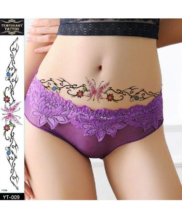 4PCS Waterproof Temporary Belly Button Tattoo Stickers - Butterfly & Flower Design for Women, Girls, and Teens - Buy Online on GoSupps.com