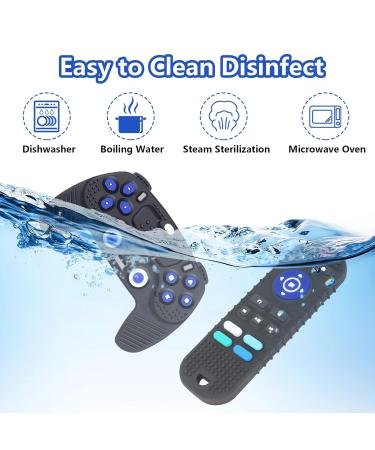 Rquite 2 Pack Baby Teething Toys - Silicone Remote Control Game Controller Teether Set for Babies 3-18 Months - Toddler Sensory Toy Gift - Black - Buy Online on GoSupps.com