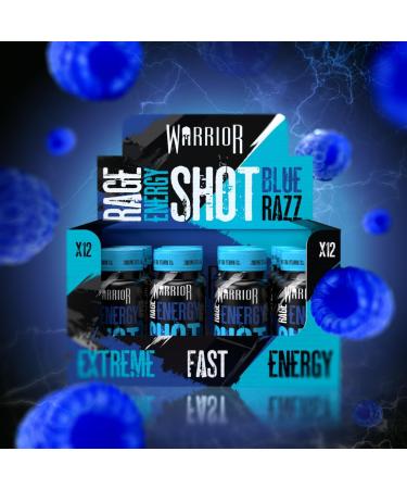 Warrior RAGE ENERGY SHOT 12-Pack - Pre Workout Drink with 200mg Caffeine, Natural Flavorings, Vitamin B6 & B12 - No Sugar Added (Blue Raspberry) - Buy Online on GoSupps.com