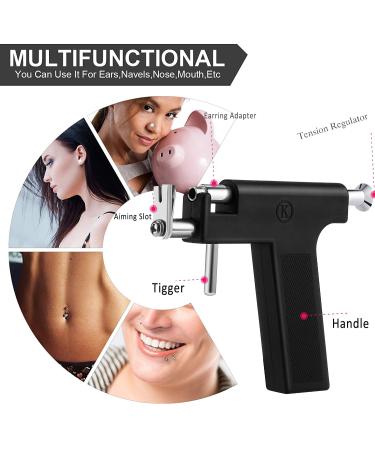 Professional Reusable Ear Piercing Kit with Silver Earrings Set - 18 Pairs Stud Earrings Included - Perfect for Home and Salon Use (Black) - Buy Online on GoSupps.com