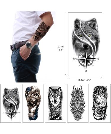 Glaryyears Watercolor Black Wolf Temporary Tattoos - Realistic Waterproof Body Art for Men and Women - Buy Online on GoSupps.com