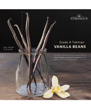 Strongus Tahitian Vanilla Beans - Grade B 5-6 inches, 10-Pack - Rich Creamy Flavor for Baking, Brewing, Cooking - Vacuum Sealed Pods for Homemade Extract, Paste, Coffee - Buy Online on GoSupps.com