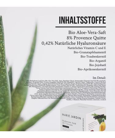 Marie Jardin Hyaluron cream 50 ml moisturizing cream with aloe vera and quince 247 day and night cream natural cosmetics for neck face d collet eyes antiwrinkle for women and men - Buy Online on GoSupps.com