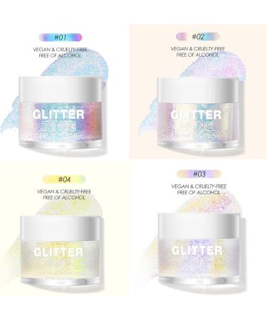 4pcs Body Gel Glitter Set - Holographic Chunky Glitter for Body Face Hair & Nails - Sparkling Pink Neon Violet & Blue - International Shipping Available - Buy Online on GoSupps.com