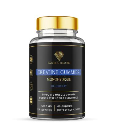 Nature's Blessing Creatine Gummies for Muscle Growth & Toning 5000mg per Serving Build Lean Muscle Boost Strength & Recovery Vegan No Bloat No Chalky Powders