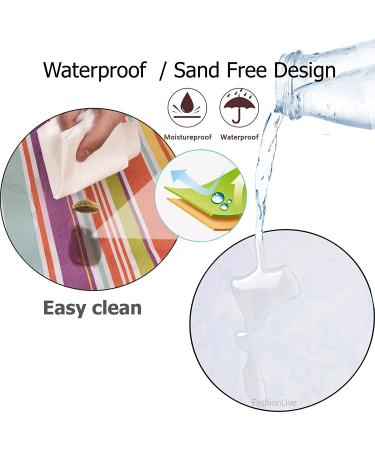 Extra Large Beach Blanket - Sandproof, Waterproof Outdoor Picnic Mat in Blue Line Design - Buy Online on GoSupps.com