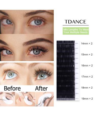 TDANCE Premium D Curl 0.18mm 14-19mm Silk Lash Extensions for Professional Salon Use - Buy Online on GoSupps.com