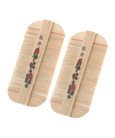 CALLARON 2pi ces Peigne Antipelliculaire Double Face pour Chien Peigne Bambou Naturel avec Dents Fines pour Toilettage Compact et Facile Ranger